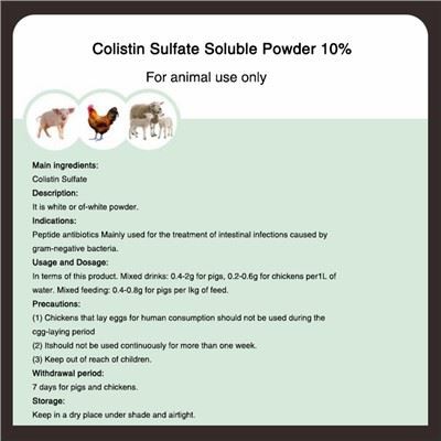 Polvo soluble de sulfato de colistina 10 por ciento