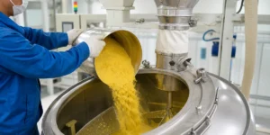 Vitamin B2 riboflavin polvo de aditivo alimentario añadido a una mezcladora de premezcla industrial
