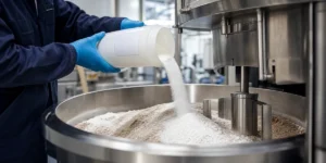 Polvo de aditivo alimentario Betaine Hydrochloride añadido a una mezcladora de premezcla industrial